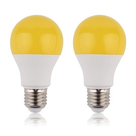 60Watt Yellow LED Bug Light Bulb 2-Pack No Blue Light Outdoor 800Lm 120V E26 Medium Base