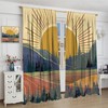 Llylumty Mid Century Abstract Mountain Curtains,Boho Minimalist Sunrise Sunset Sun
