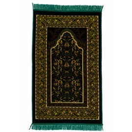 homeart Muslim Prayer Rug, Soft Plush Thin Islamic Prayer Mat, Janamaz, Sajada, Praying Carpet, Islamic Gift for Men & Women, Ramadan Eid Hajj Gift, Jeddah Pattern, Dark Green