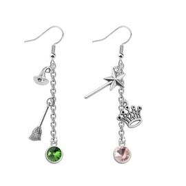 PLITI Musical Movie Inspired Gift Good Witch Bad Witch Gift Elphaba And Glinda Earrings For Broadway Musical Lover (pink green witch earringsCA)
