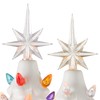 Casafield Hand Painted Ceramic Christmas Tree, White 15-Inch Pre-Lit Tree