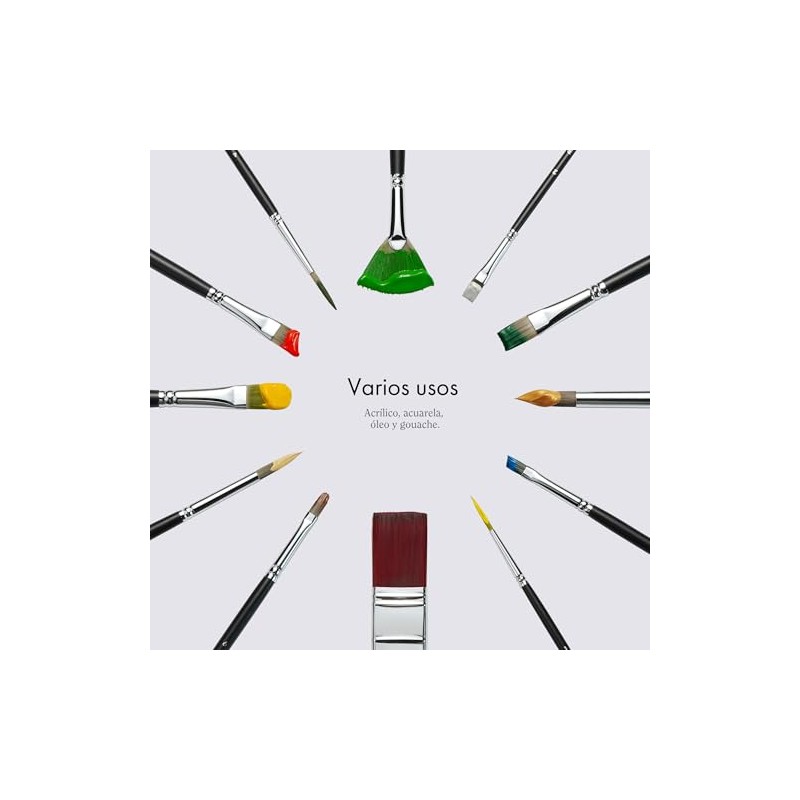 ARTIFY 26 Pzas Pinceles Pintura Acrilica Profesionales No Pierden Cerdas