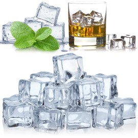 Pack of 50 Artificial Ice Cubes, 20 mm Plastic Transparent Permanent Ice Cubes, Reusable for Weddings, Centerpieces, Photo Props and Kitchen Decoration
