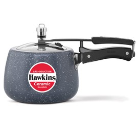 Hawkins Ceramic Nonstick Pressure Cooker, Induction Inner Lid Cooker, Granite Contura shaped Cooker, Best Cooker, Blue ICC30 3 Litre
