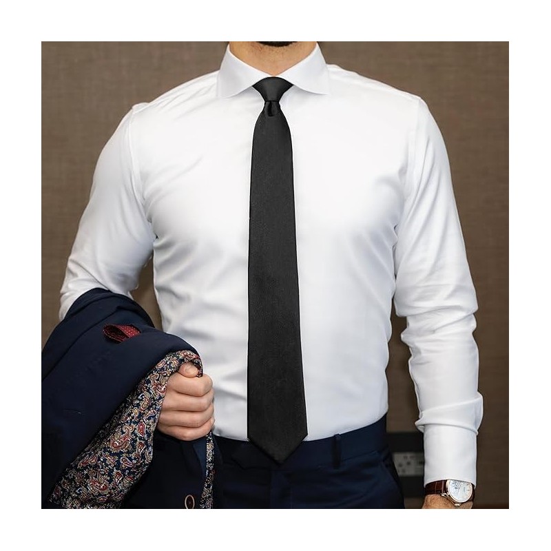 Pack of 2 Men's Ties, Black, Pre-Tied Tie with Zip