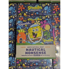 Dr. Squatch Nautical Nonsense SpongeBob Men's Natural Pineapple Soap No Grit New