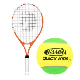 Gamma Quick Kids 23" Inch Junior Tennis Racquet Set or Kit Bundled with a 12-Pack Bag of Gamma Kids Bright Green/Dark Green Felt Training Transition Balls