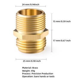 3/4”GHT Male x 3/4”NPT Male Connector,Brass Garden Hose Adapter,Brass Garden Hose to Pipe NPT Fitting Connect,Double Male Thread 2pcs (3/4 ght male to 3/4 npt male)