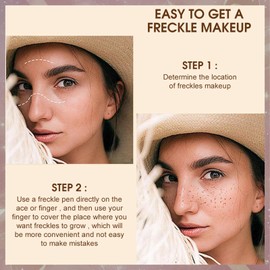 Freckle Pen - Magic Liquid Fake Freckles Stamp & Pen Air Cushion Makeup Set, Lifelike Long-Lasting Natural Look Freckles Marker Tattoo Face Makeup for Natural Sunkissed - Saddle Brown