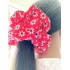 Amelia - 7 inch Jumbo Scrunchie - Red Retro Daisies
