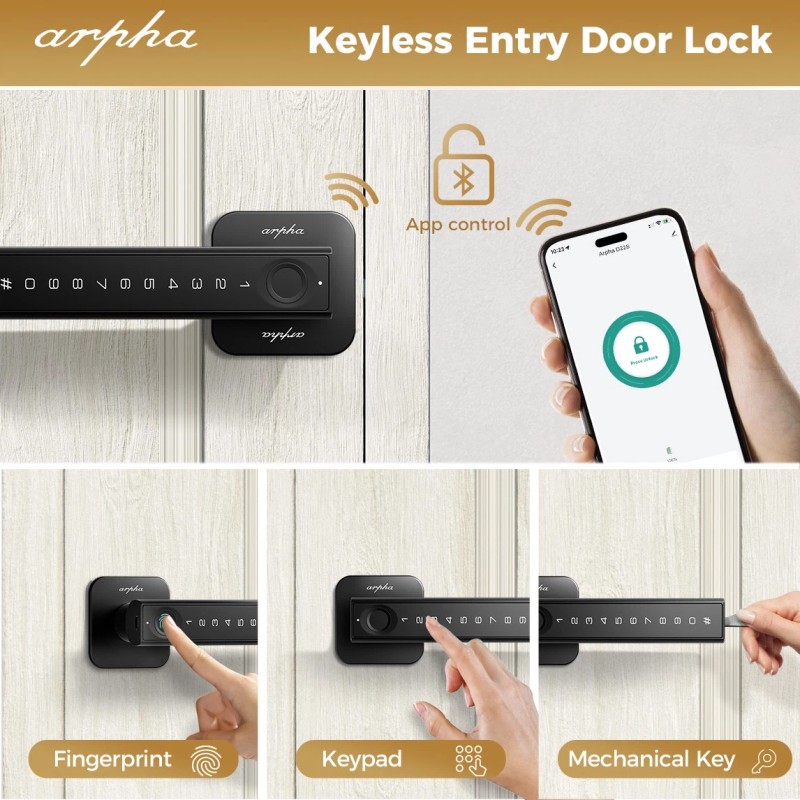 ARPHA 5-in-1 Door Lock Password Fingerprint APP Control Keyless Entry