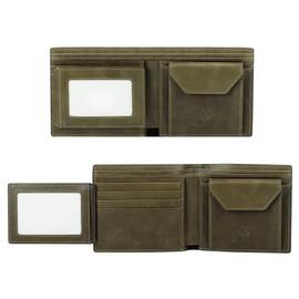 VISOUL Men's Billfold Wallet, Genuine Leather, 11 Card Slots, Photo Pockets, License Holder, Ultra Thin, Large Capacity, Cowhide Leather, No Coin Purse, Popular, Coin Purse, Made by Top Leather