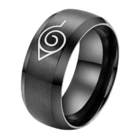 FlyStarJewelry Anime Naruto Ring Black Men Stainless Steel Engagement Couple Rings Band Jewelry - 7