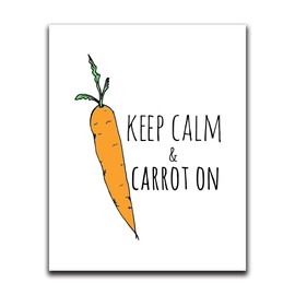 Moonlight Makers Funny Wall Decor With Sayings, Keep Calm & Carrot On, Funny Wall Art, Room Decor for Bedroom, Bathroom, Kitchen, Office, Living Room, Apartment, and Dorm Room (8"x10")