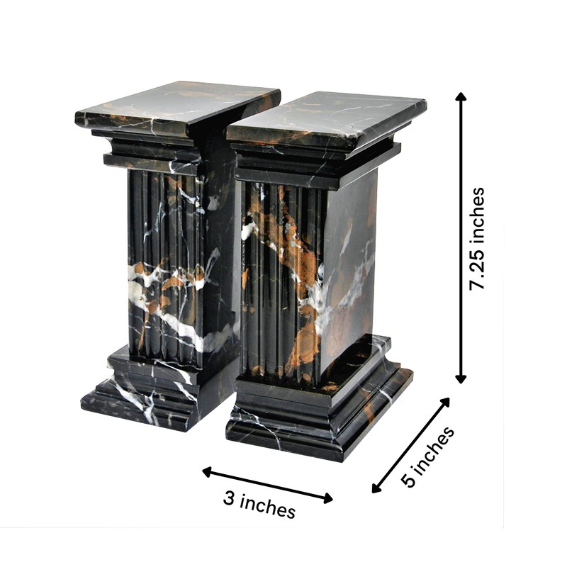 Modern Fluted Column Marble Bookends – Hand Carved, Polished Stone