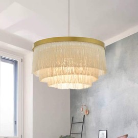 Saimmaa Nordic Romantic Pendant Lighting Tassel Chandeliers Creative Modern Ceiling Lights 3 Tiers in White