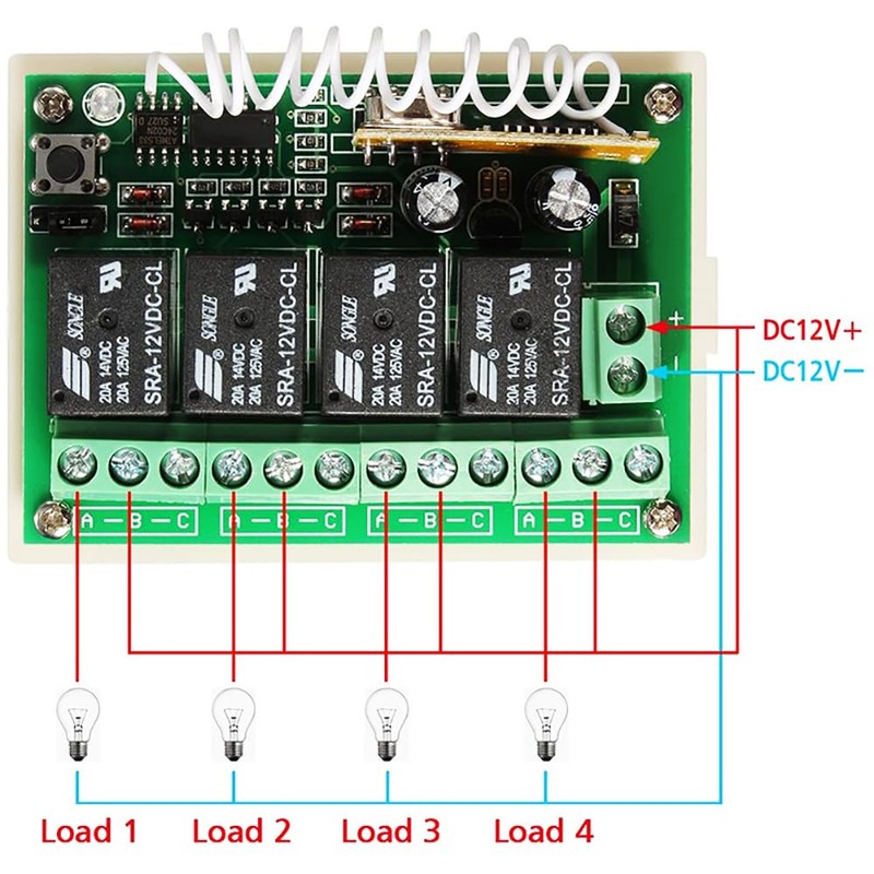 DC 12 V Wireless Radio Remote Control Switch, 433 MHz