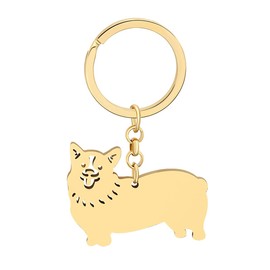 BAMAY Stainless Steel Cute Dog Breeds Puppy Keyring Pug Corgi Keychains Labrador Gifts Pets Charms for Women Girls