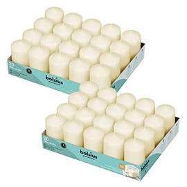 BOLSIUS Ivory Pillar Candles - 2x3 Inches - 2 Packs = Total 40 Candles - 15+ Hours - Premium European Quality - Consistent Smokeless Flame - Unscented Dripless Pillars