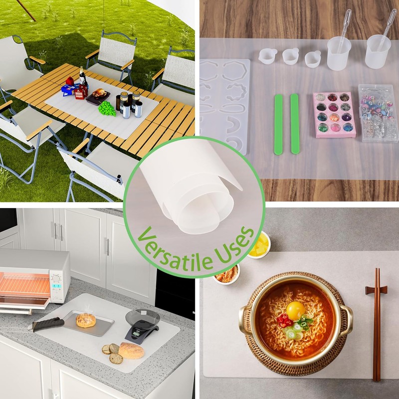 Small Translucent Silicone Mats: 7.9”x9.5” Clear Non-Slip Countertop Protector Liner