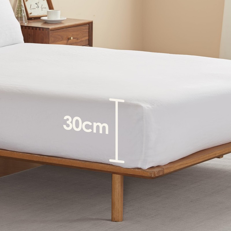 DAPU Linen Fitted Sheet, 100% French Natural Flax, Breathable, 100