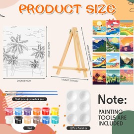 Zhanmai 12 Pack Pre Drawn Canvas for Painting Sip and Paint Kit 8" x 10" Paint Party Set Canvas Painting Pre Printed Canvases for Party Favor DIY Virtual Adult's Date Night(Landscape)