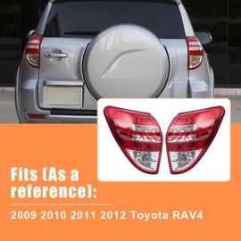 Tsomony - For 2009 2010 2011 2012 Toyota RAV4 Halogen Tail Lights Rear Brake Lamps 1 Pair Left+Right Side Replacement Clear&Red Lens
