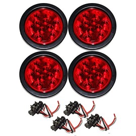 LIBRA Set of 4 Red 4" Round 10 LED Trailer Light Kits - 24003