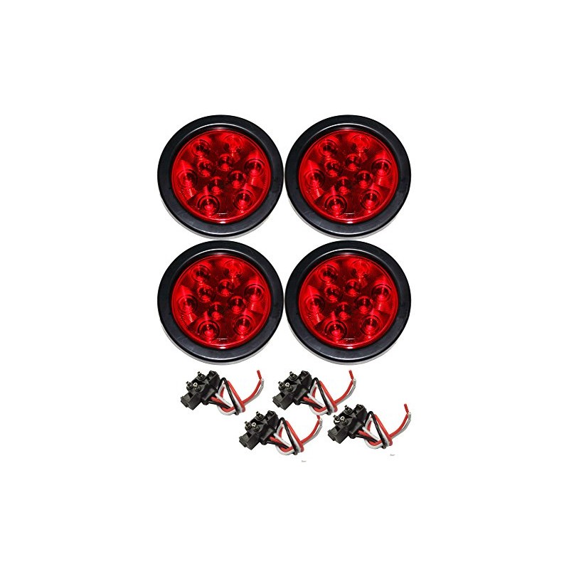 LIBRA Set of 4 Red 4" Round 10 LED Trailer