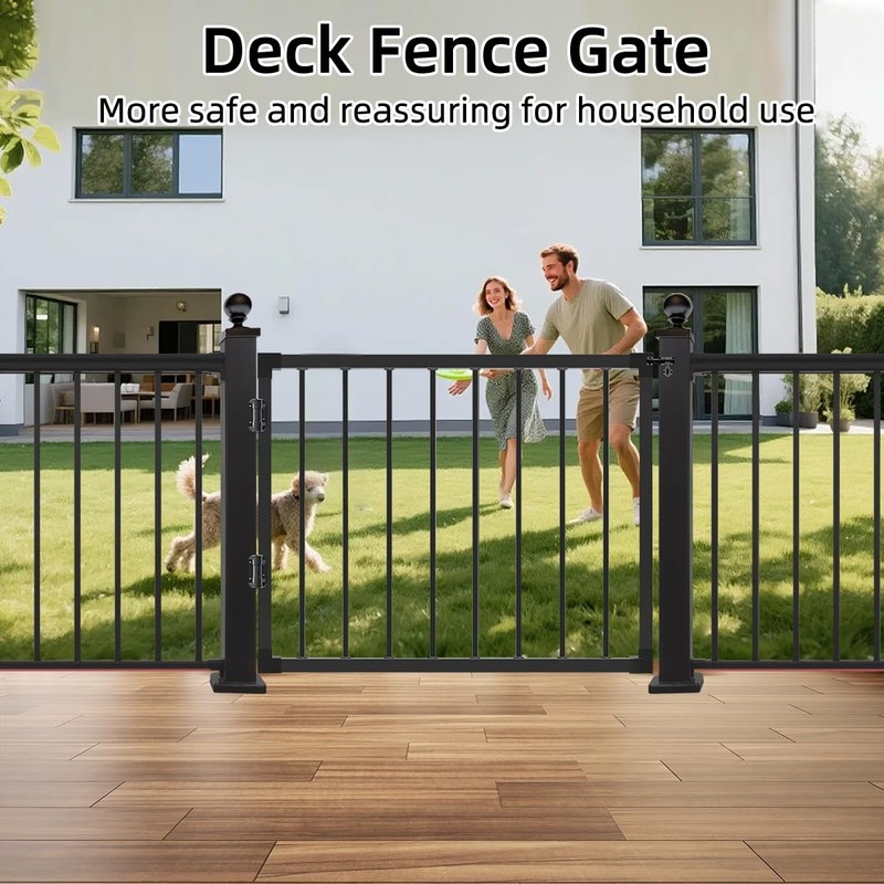 ZERTNROW Outdoor Deck Gate, Adjustable Steel Metal Gate for Patio
