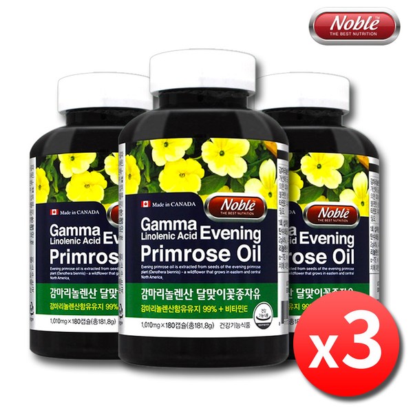 Noble Gamma Linolenic Acid Evening Primrose Oil 3 Bottles 9 Month Supply Omega 6 Evening Primrose Oil Evening Primrose Oil Nutritional Supplement / 노블 감마리놀렌산 달맞이꽃종자유 3병 9개월분 오메가6 달맞이꽃 달맞이유 달맞이종자유 영양제