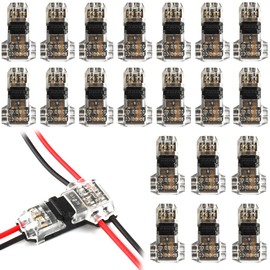 Pack of 20 Waterproof T Connectors, Low Voltage and Dustproof T Tap Cable Connectors, No Need to Wrap Insulation Tape, Connection Cable for Branching in Wires