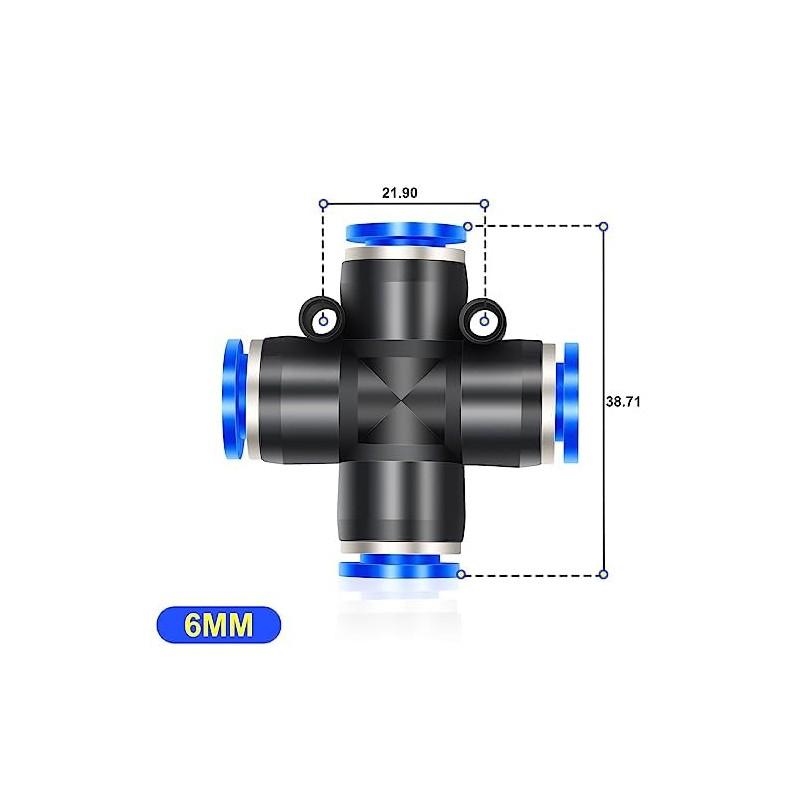 ERGAOBOY 5 Pcs Blue 6MM Tube OD 4 Way Quick
