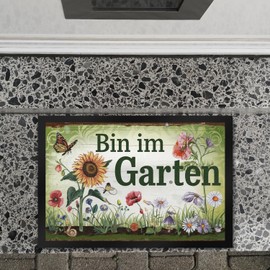 speecheese Bin im Garten Butterfly and Flowers Door Mat XL in 40 x 60 cm for Garden Lovers - Funny Door Scraper with Saying