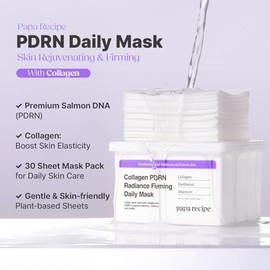 Papa Recipe Daily Sheet Mask | PDRN x Colágeno (30 unidades) – Para piel seca y menos firme, mascarilla coreana para piel de aspecto hinchable