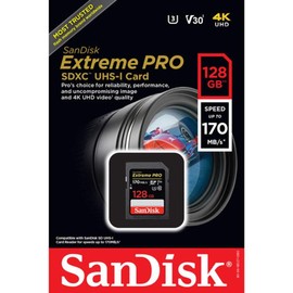 SanDisk 128GB Extreme Pro, UHS-I SDXC, 170MB/s, SDSDXXY-128G, International Packaged Good