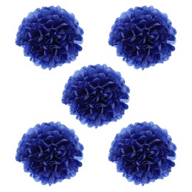 PATIKIL 8" Tissue Pom Poms Flowers, 5 Pack Paper Flower Ball for Wedding Bridal Shower Birthday Bachelorette Party Backdrop Decoration, Navy Blue