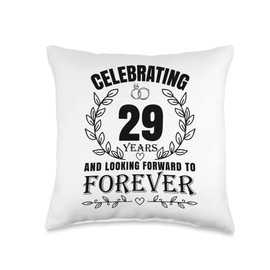 Funny Matching Best Couples Husband Wife Gifts Cute 29th Wedding Anniversary for Couples Married 29 Year Throw Pillow, 16x16, Multicolor