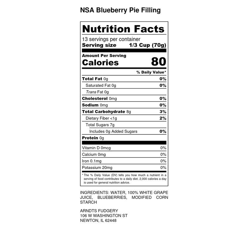 Amish Pie Filling - TWO 32 Oz Jars (Blueberry NSA)