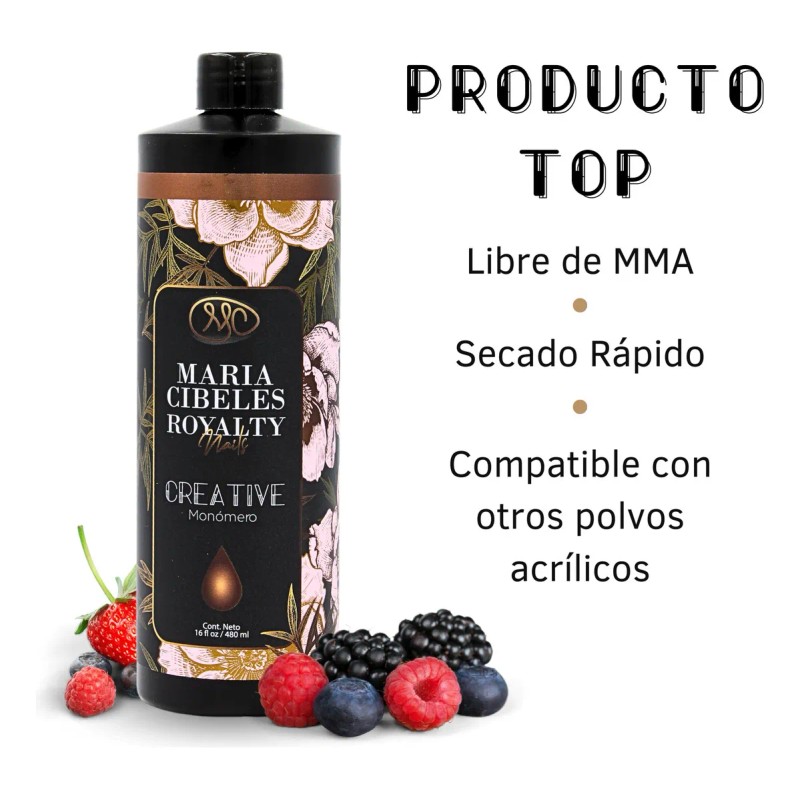 Monómero 16oz, Líquido Acrílico, Frutos Rojos. Mc Royalty