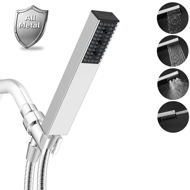 Hibbent Solid Brass High Pressure Hand Held Shower Wand Square