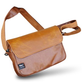 Mai Mio Men's Shoulder Bag, Small Bag, Leather, Cross-body Design, Simple, Waterproof, Stylish, Large Capacity, Multi-functional, brown (light brown)