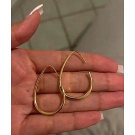 ⊹⊱❁✿ GOLDENE OVALE TRÄNE TROPFEN CREOLEN ✿ ❁⊰⊹ seitliche Ohrringe - Tunnel Ohrringe, ovale Creolen in Gold, Tropfen