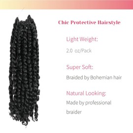 The BOHOBABE Pre-twisted Passion Twist Crochet Hair 14 Inch Short Pre-looped Crochet Passion Twist Braiding Hair 8 Packs (2#)
