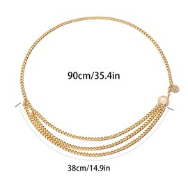 Waist Chain for Women, Gold Metal Chain Belt, Multi-Layered Adjustable Body Chain, Vintage Women's Girls' Dress, Jeans, Waist Chain, Body Chain, Jewellery (Gerbera), Metal