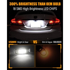 LESAUCE LED License Plate Lights 6500K White For Honda Accord Sedan Odyssey Civic Pilot & Acura MDX TSX TL ILX RDX RL, Super Bright Tag Lamp Assembly Replacement Pack of 2