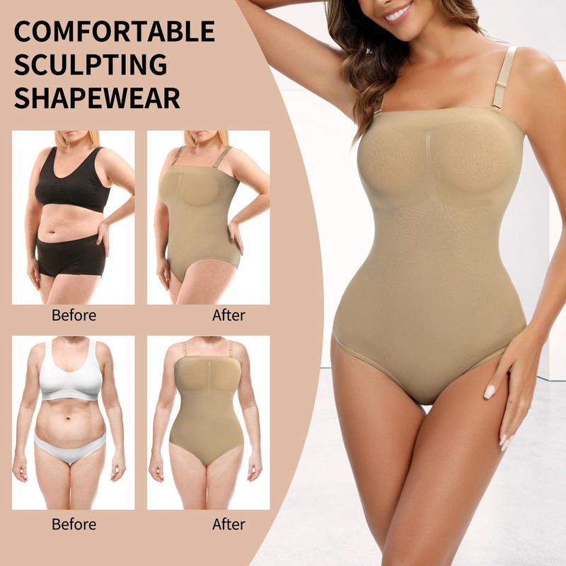 Lenashape - Body sin tirantes para mujer, diseño triangular con