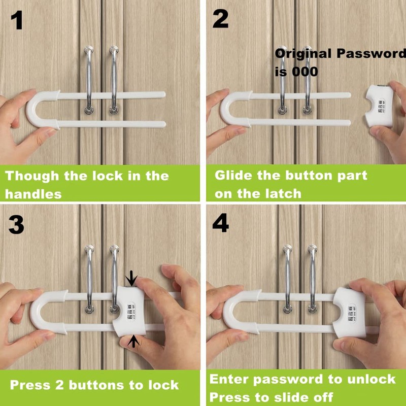 4 Pack Child Proof Sliding Cabinet Door Code Locks Baby