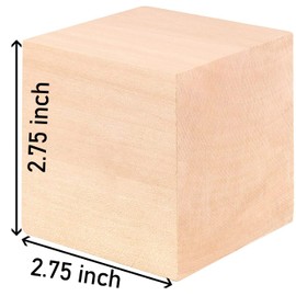 HOIGON 4 PCS 2.75 x 2.75 x 2.75 Inch Wooden Cubes Blocks, 2-3/4 Inch Natural Square Unfinished Wood Blocks Craft Cubes for Crafts Carving Painting DIY Projects