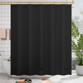 AmazerBath Plastic Shower Curtain Liner, 72 x Inches EVA 8G Heavy Duty Black Waterproof Weighted Thick Bathroom with 3 Clear Weights and 12 Rustproof Grommet Holes